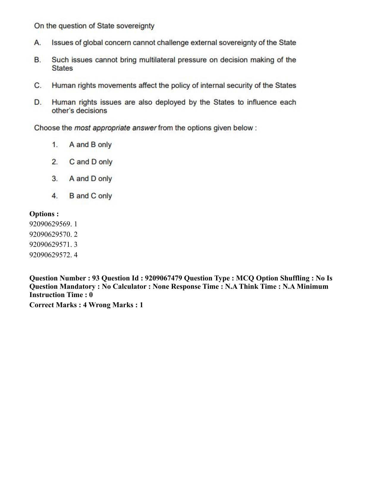 CUET PG 2023: HUQP18 – Political Science (Hindi)-Shift 1 (08-06-2023) Question Paper - Page 110