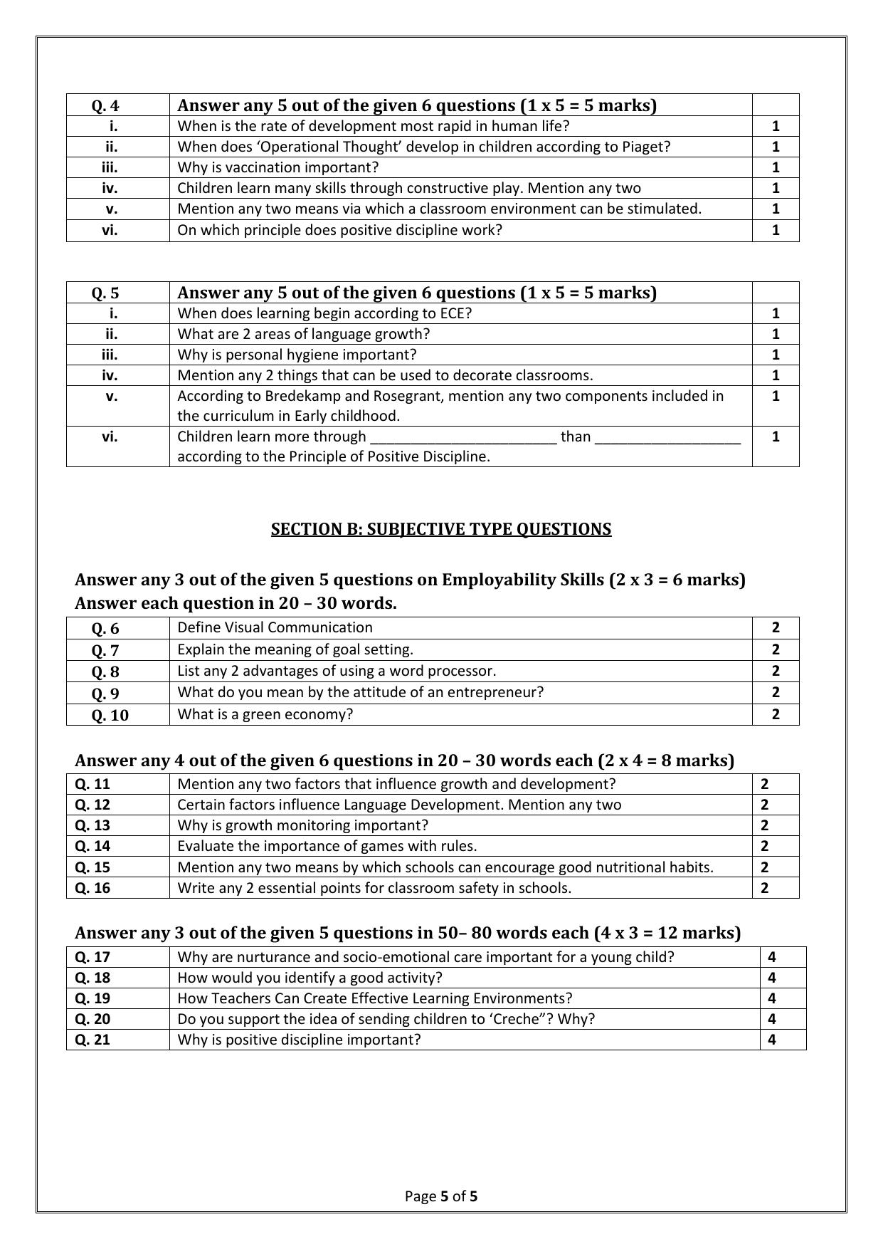 CBSE Class 11: Early Childhood Care & Education 2025 Sample Paper - Page 5