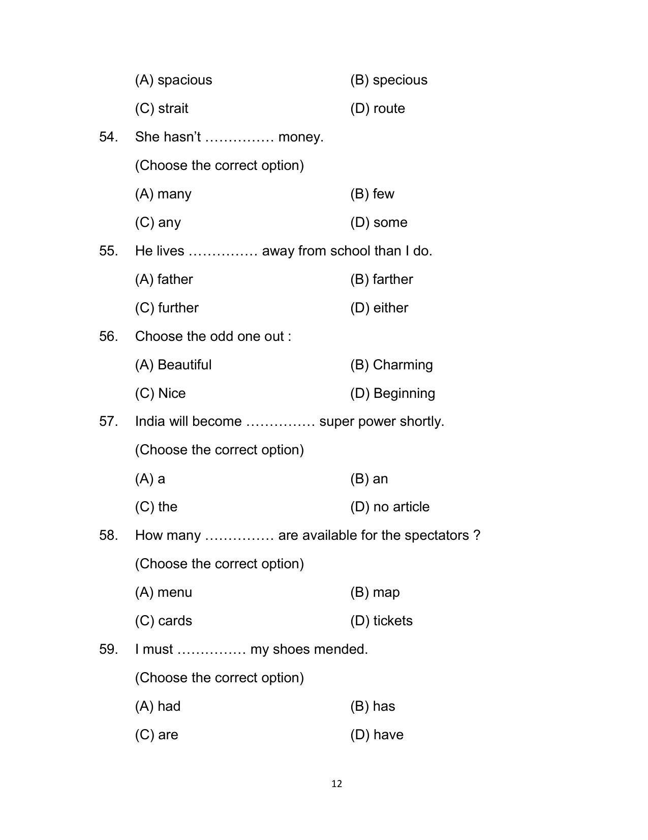Bihar Board 12th Model Paper 2022 -English (I.A.) - Page 12