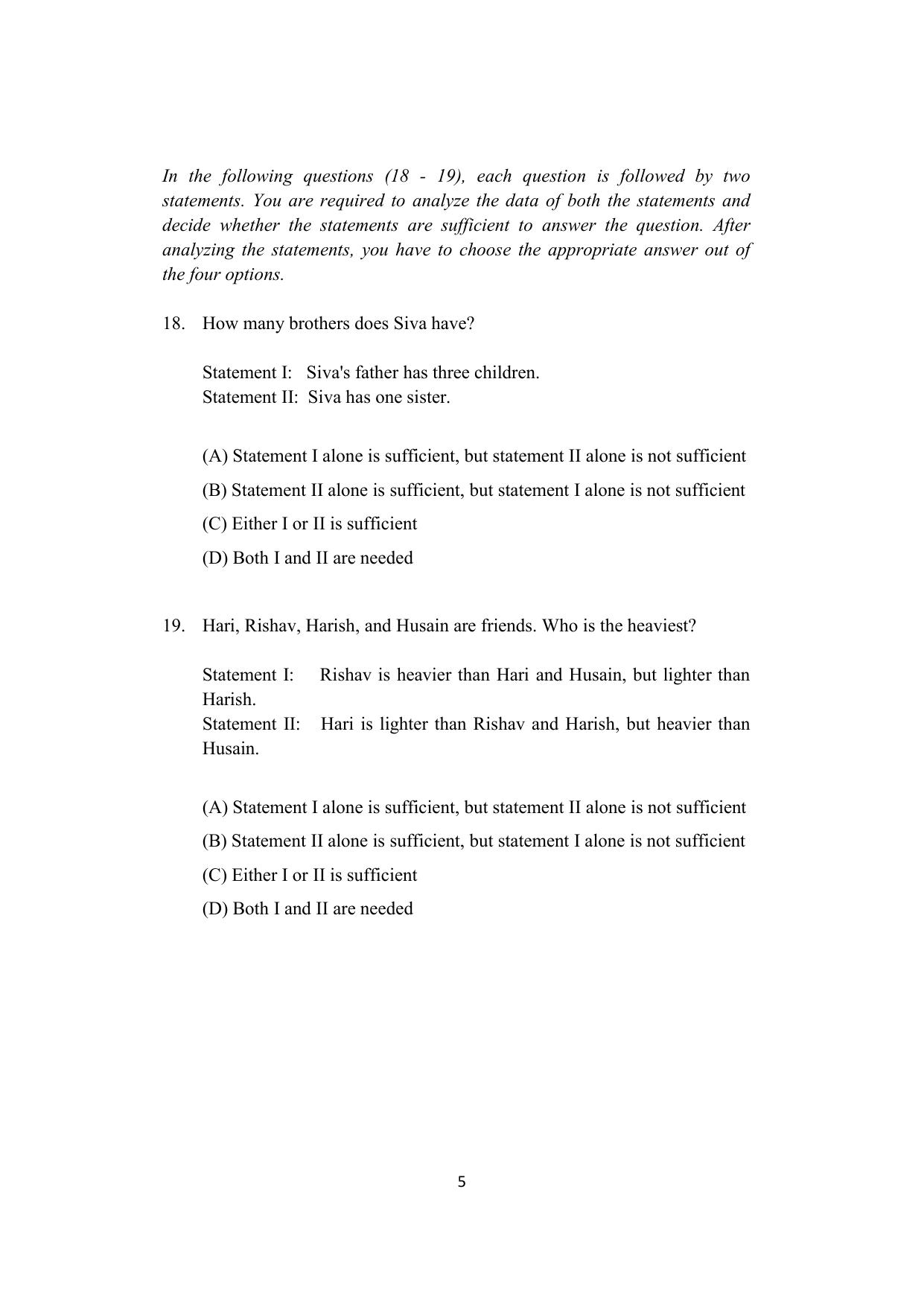 ISI Admission Test M.S (LIS) - Library and Information Science (PLA) 2023 Sample Paper - Page 5