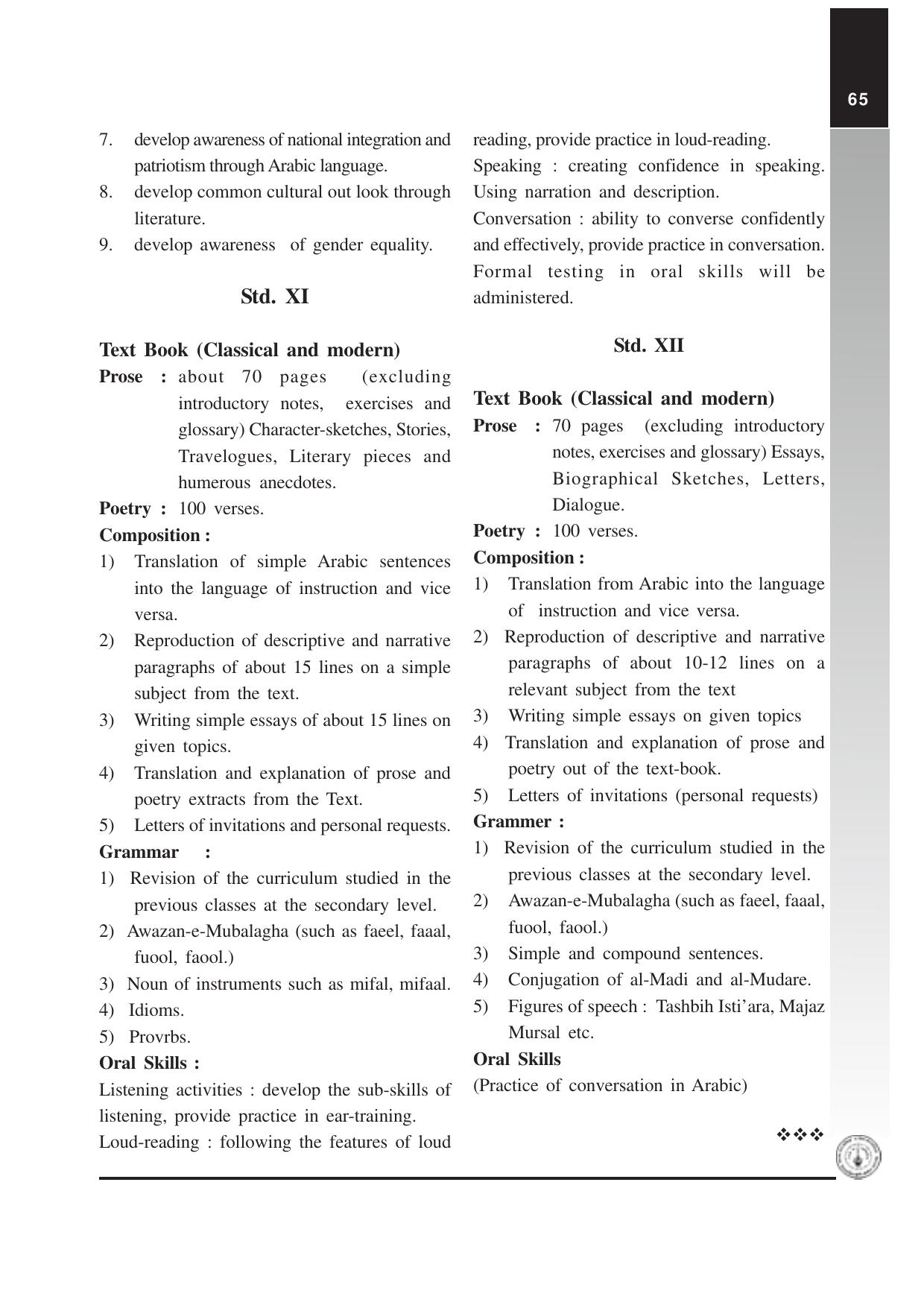 Maharashtra HSC Arabic Syllabus  - Page 2