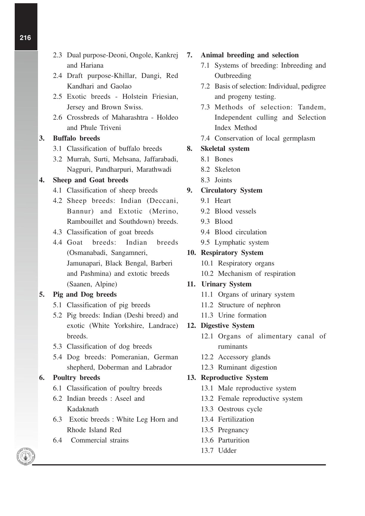 Maharashtra HSC Animal Science and Technology Syllabus - Page 2