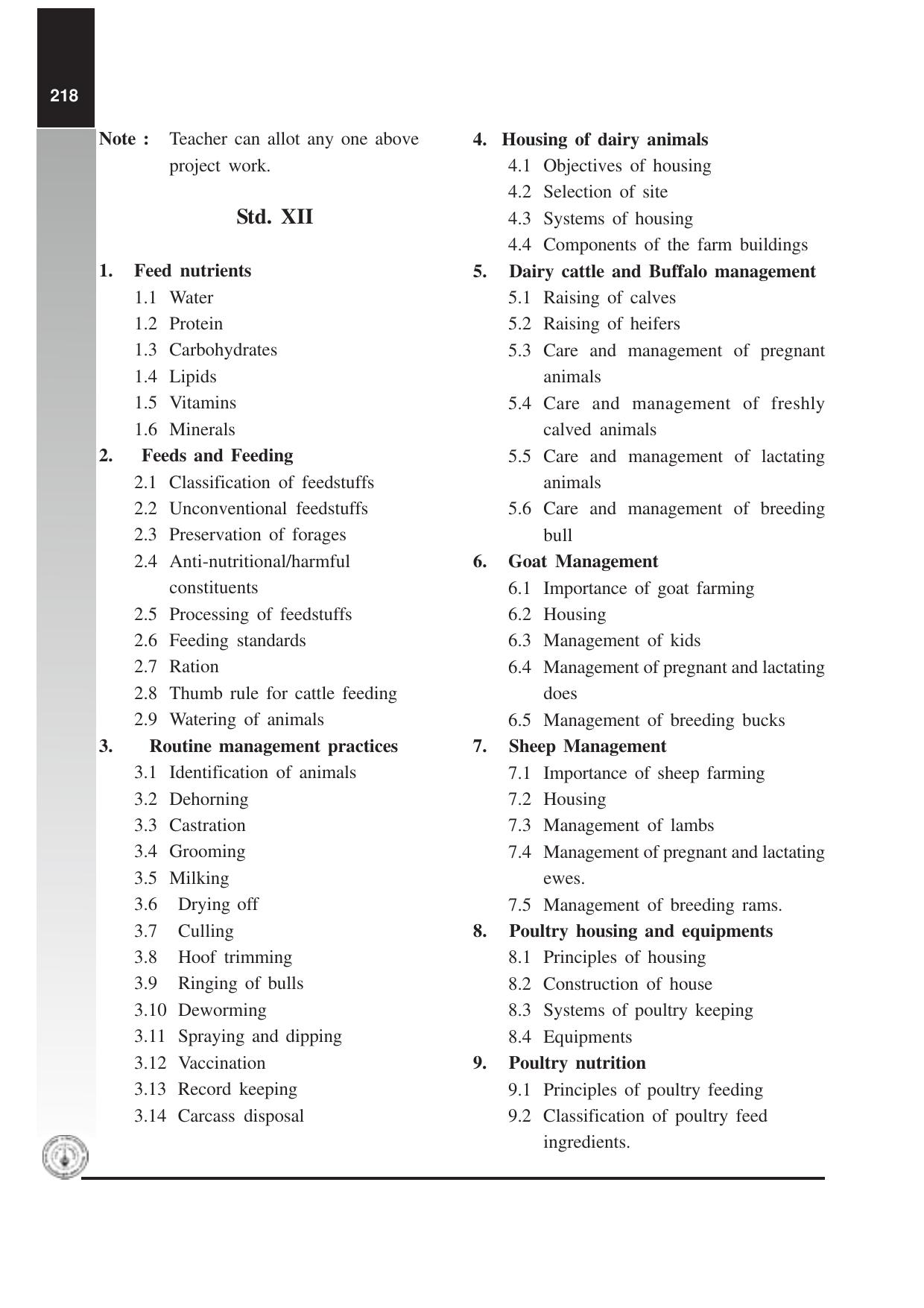 Maharashtra HSC Animal Science and Technology Syllabus - Page 4