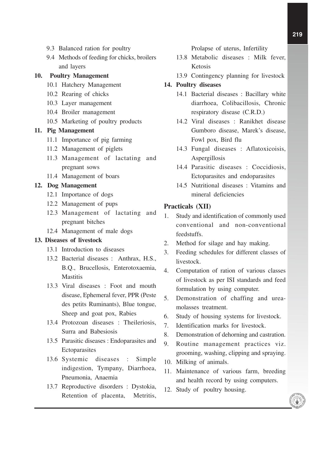 Maharashtra HSC Animal Science and Technology Syllabus - Page 5