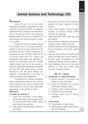Maharashtra HSC Animal Science and Technology Syllabus