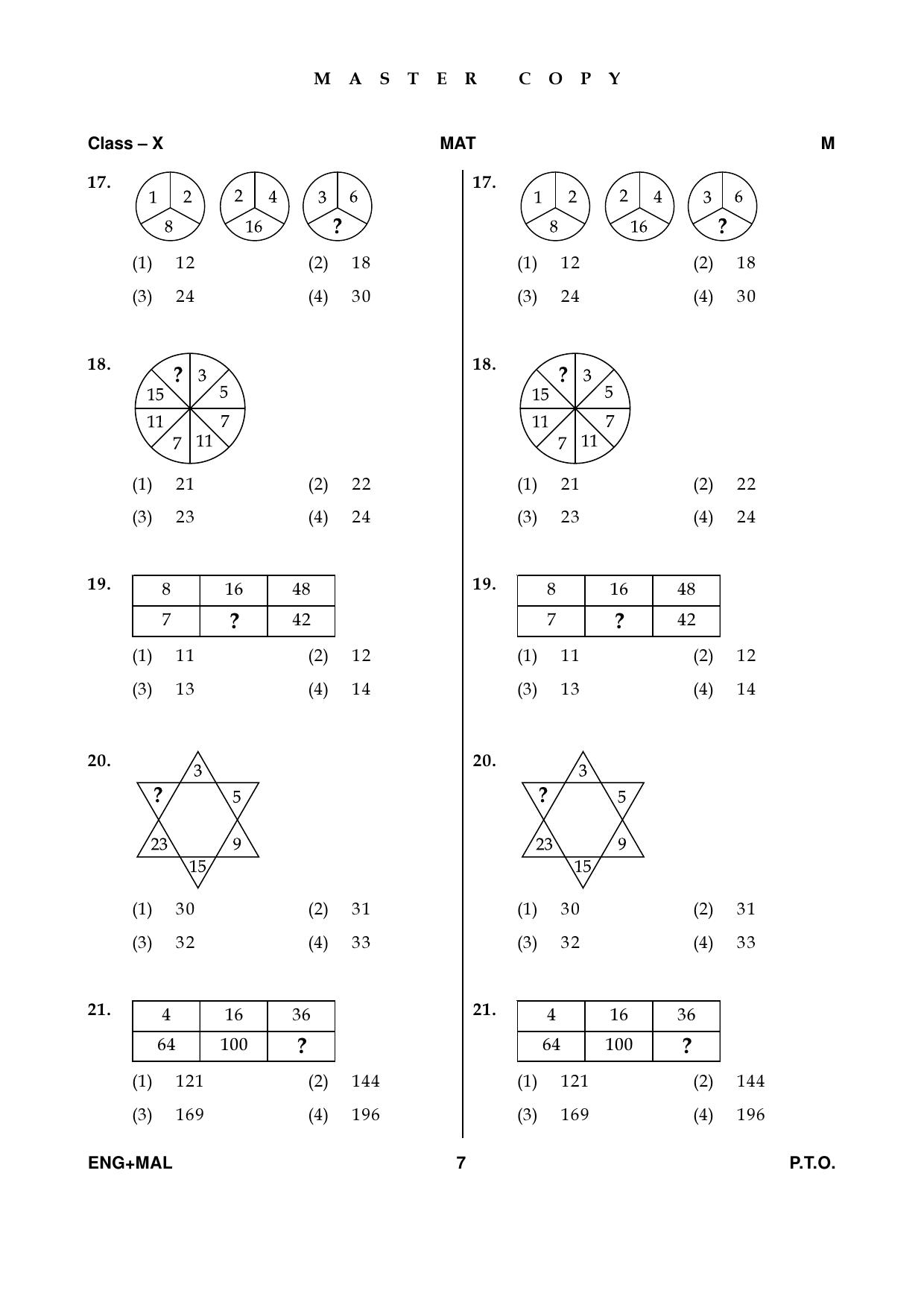 Kerala NTSE 2019 MAT Question Paper - Page 7