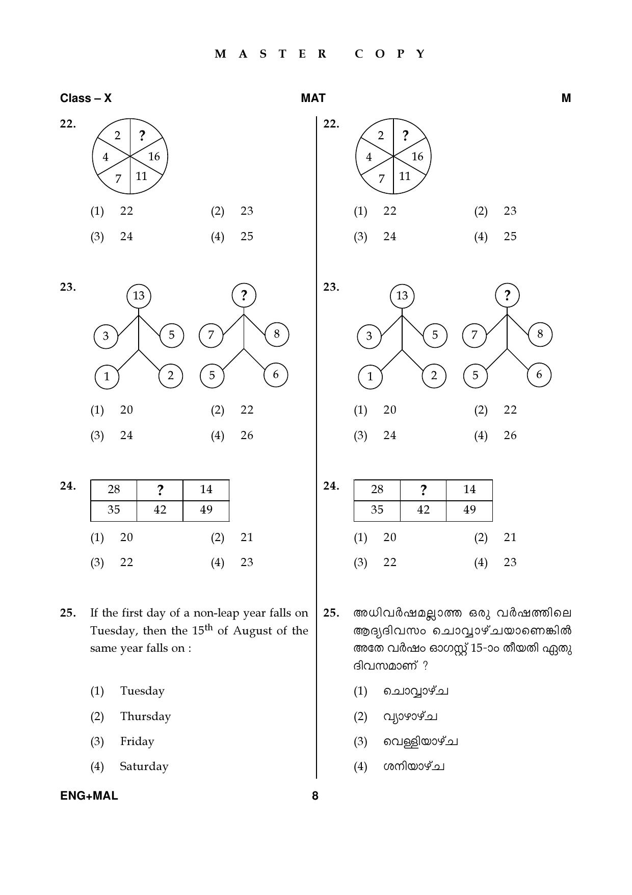 Kerala NTSE 2019 MAT Question Paper - Page 8