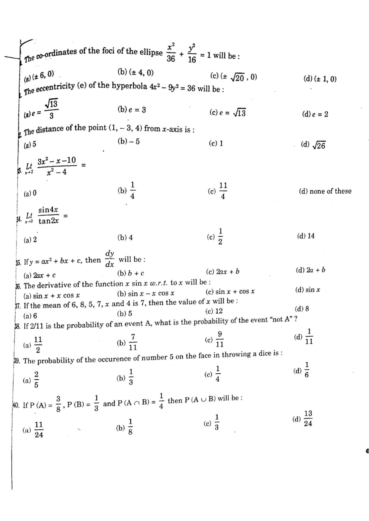 JAC Class 11 2020 Maths Question Paper - Page 3