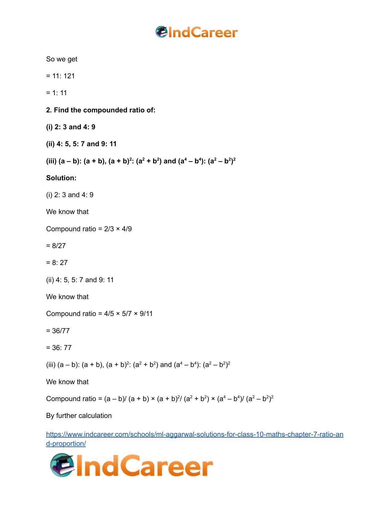 ML Aggarwal Solutions for Class 10 Maths Chapter 7- Ratio and Proportion - Page 3