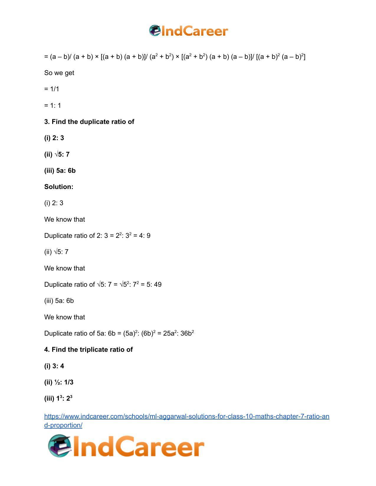 ML Aggarwal Solutions for Class 10 Maths Chapter 7- Ratio and Proportion - Page 4