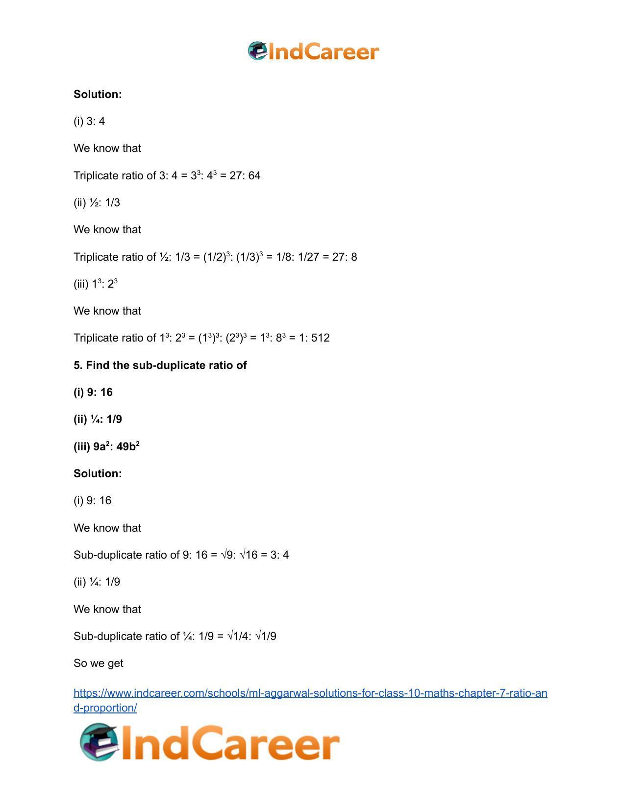 ML Aggarwal Solutions for Class 10 Maths Chapter 7- Ratio and Proportion - Page 5