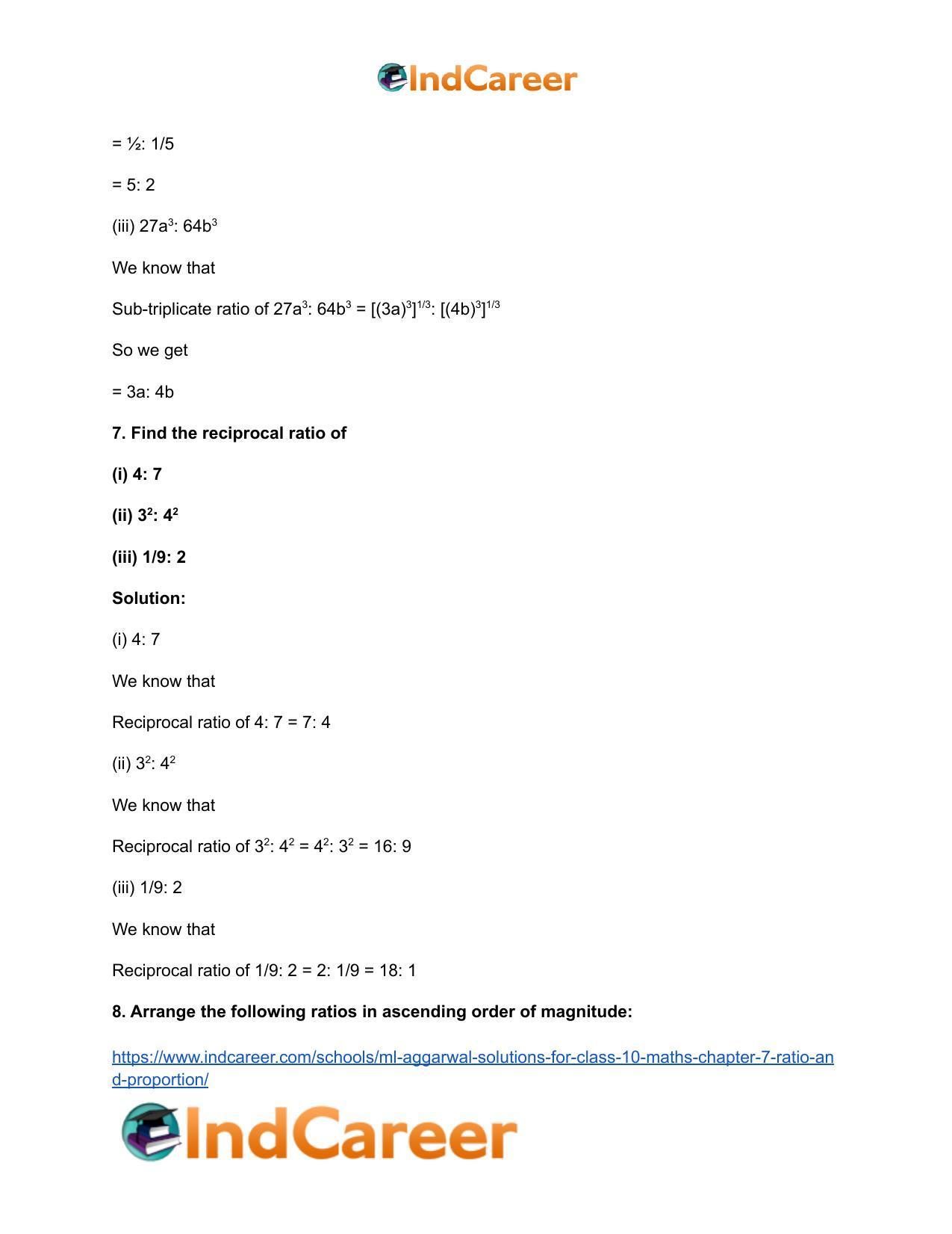 ML Aggarwal Solutions for Class 10 Maths Chapter 7- Ratio and Proportion - Page 7
