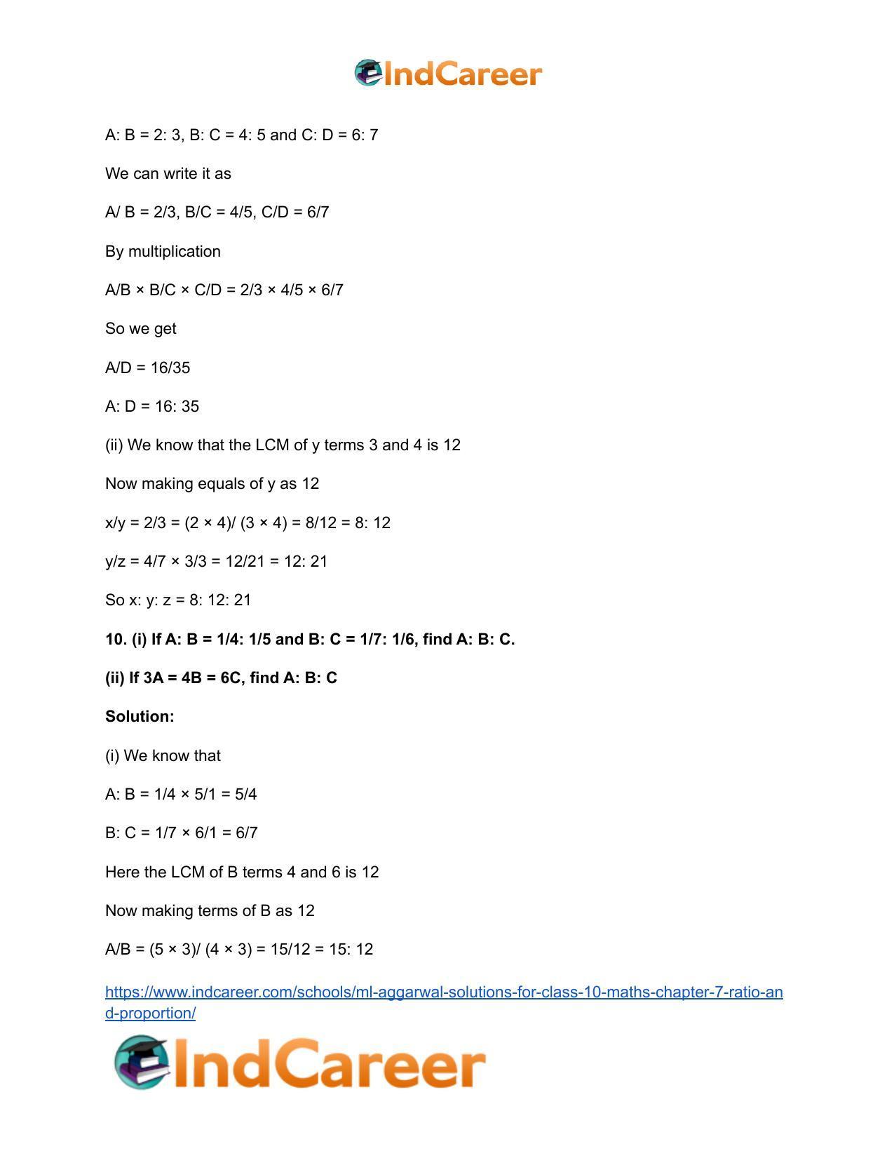 ML Aggarwal Solutions for Class 10 Maths Chapter 7- Ratio and Proportion - Page 9