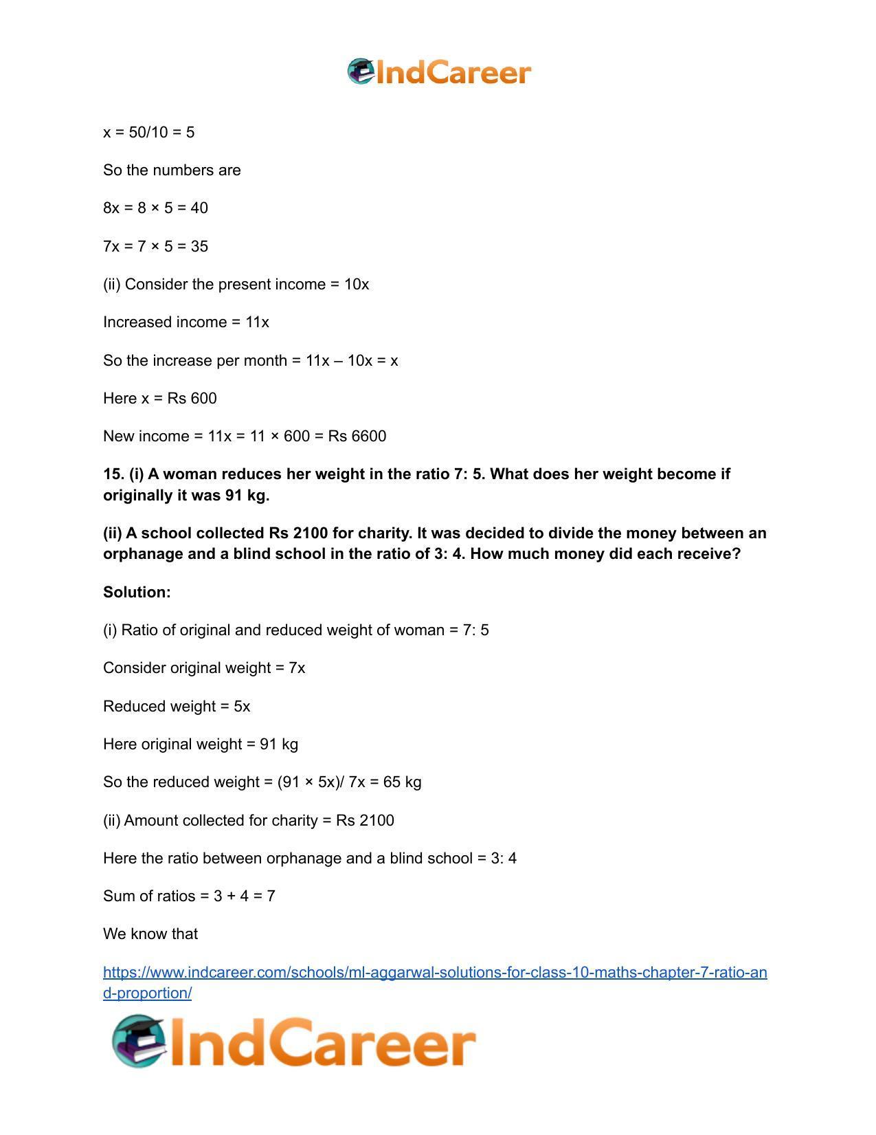 ML Aggarwal Solutions for Class 10 Maths Chapter 7- Ratio and Proportion - Page 19