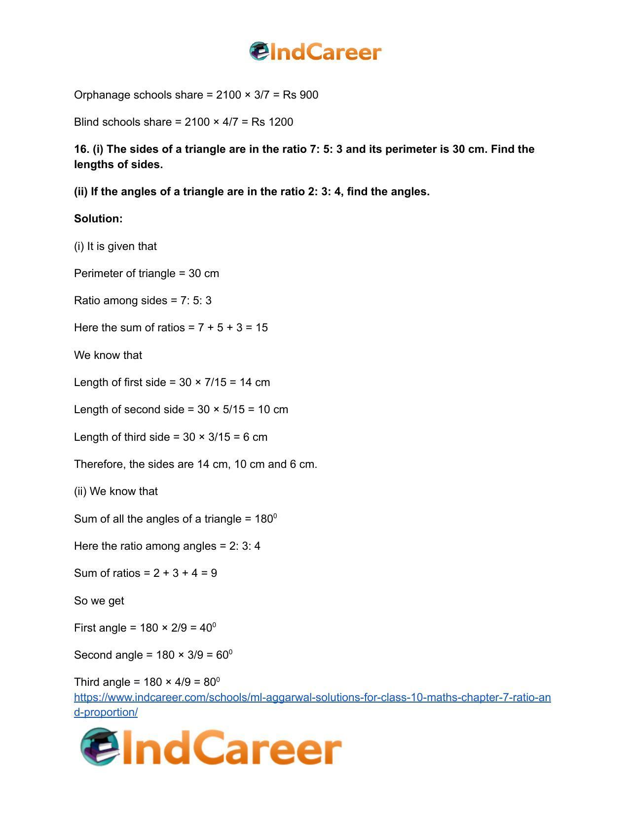 ML Aggarwal Solutions for Class 10 Maths Chapter 7- Ratio and Proportion - Page 20