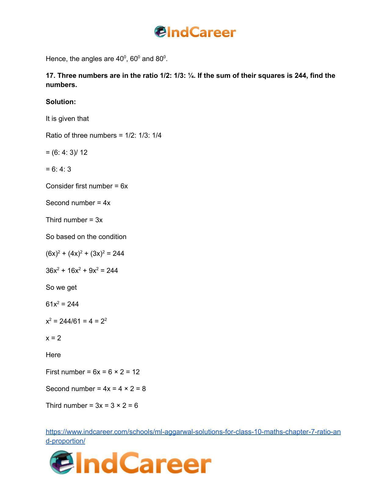 ML Aggarwal Solutions for Class 10 Maths Chapter 7- Ratio and Proportion - Page 21