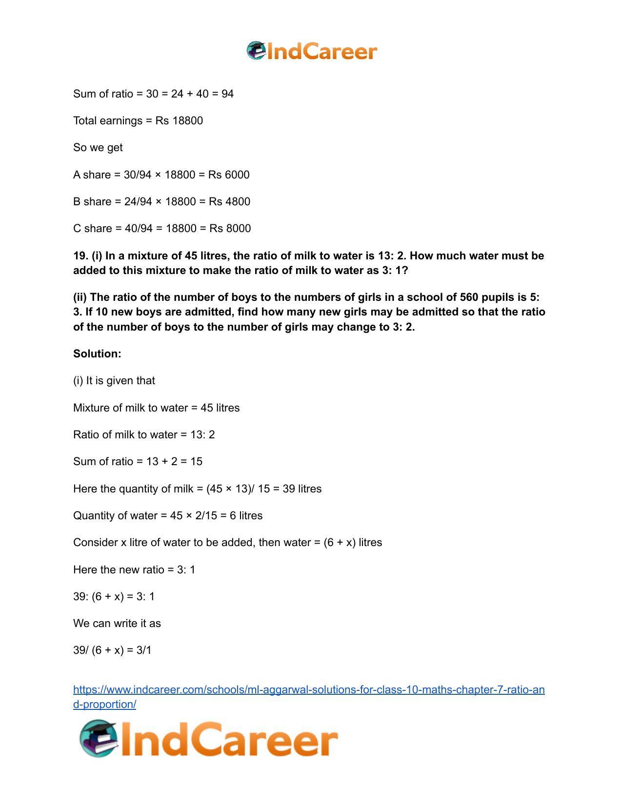 ML Aggarwal Solutions for Class 10 Maths Chapter 7- Ratio and Proportion - Page 23