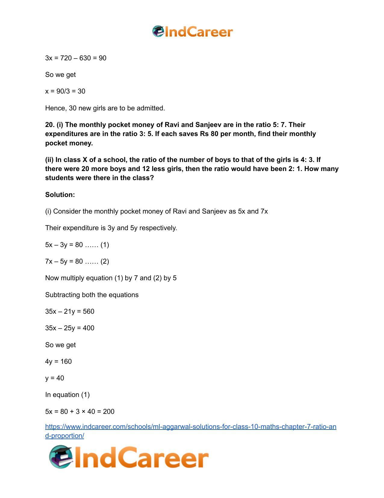 ML Aggarwal Solutions for Class 10 Maths Chapter 7- Ratio and Proportion - Page 25