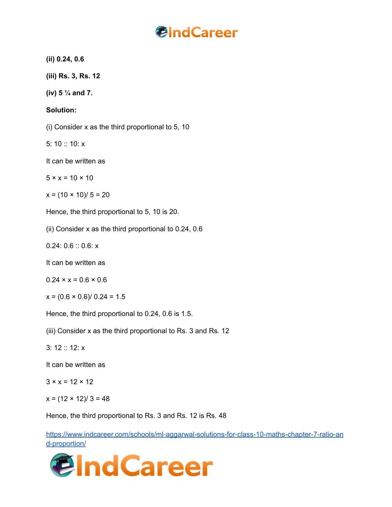 ML Aggarwal Solutions for Class 10 Maths Chapter 7- Ratio and Proportion - Page 31