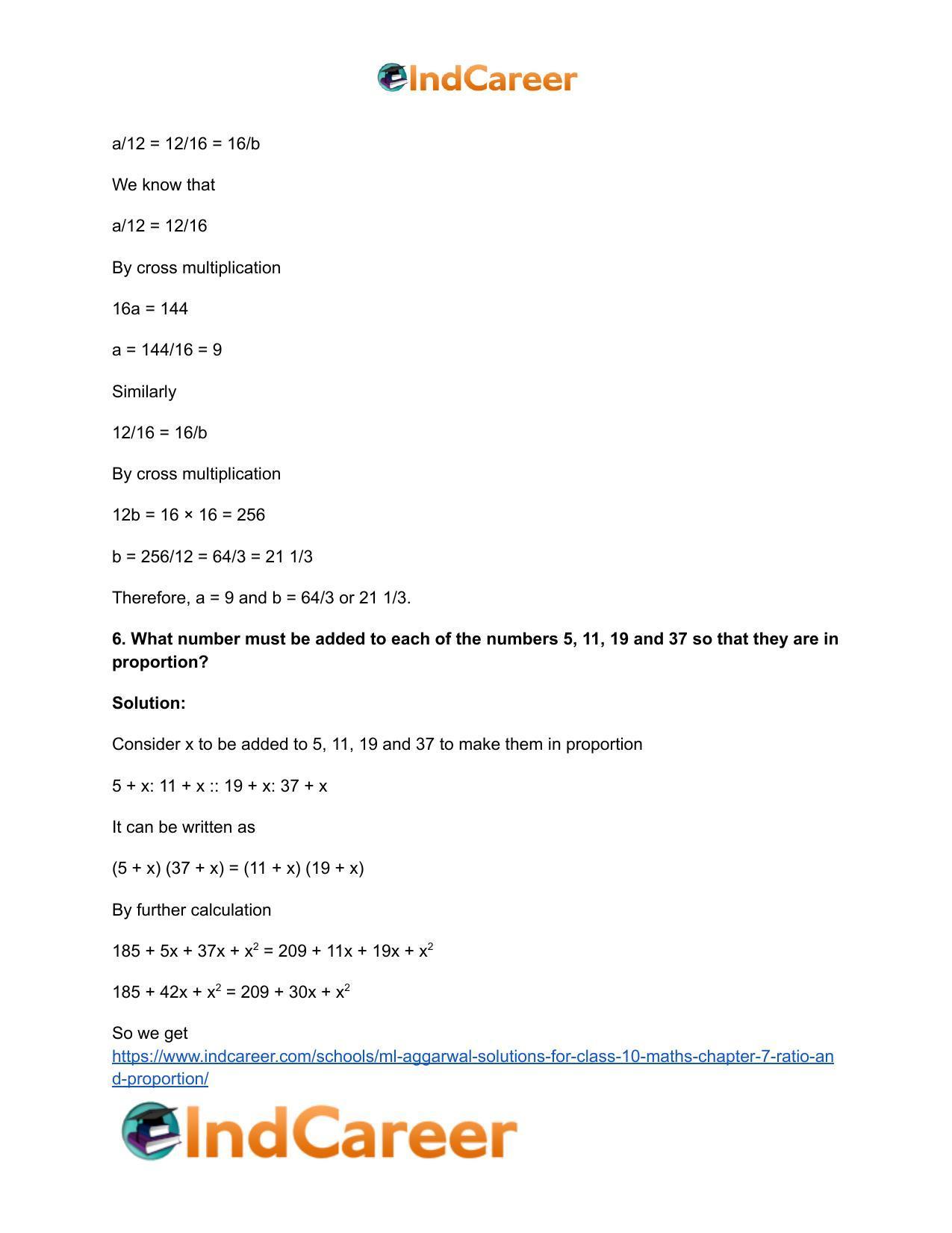 ML Aggarwal Solutions for Class 10 Maths Chapter 7- Ratio and Proportion - Page 34