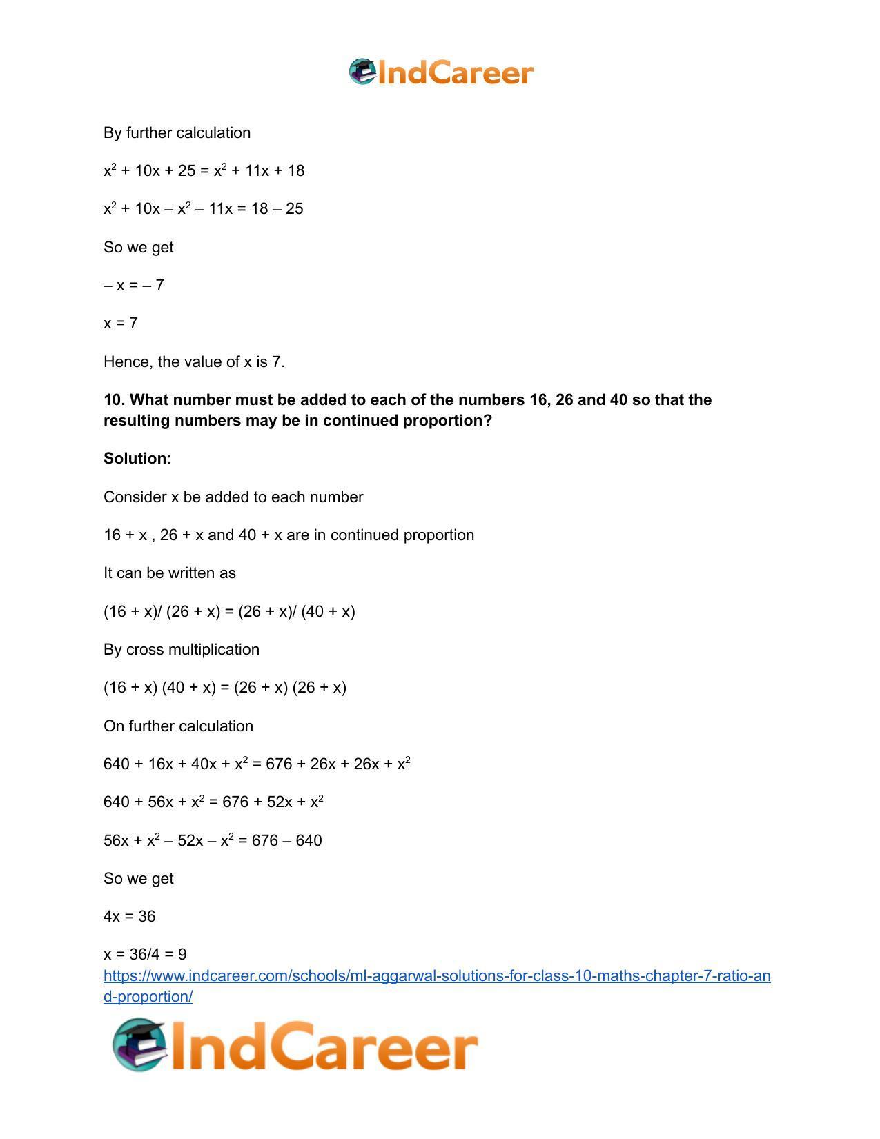 ML Aggarwal Solutions for Class 10 Maths Chapter 7- Ratio and Proportion - Page 37