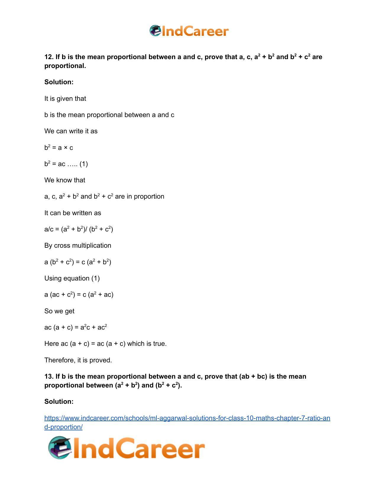 ML Aggarwal Solutions for Class 10 Maths Chapter 7- Ratio and Proportion - Page 39