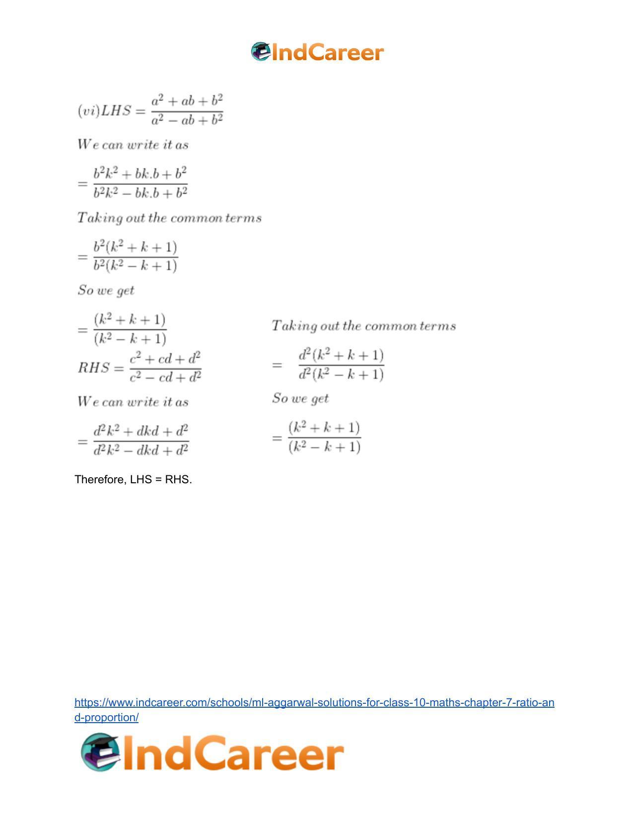 ML Aggarwal Solutions for Class 10 Maths Chapter 7- Ratio and Proportion - Page 56