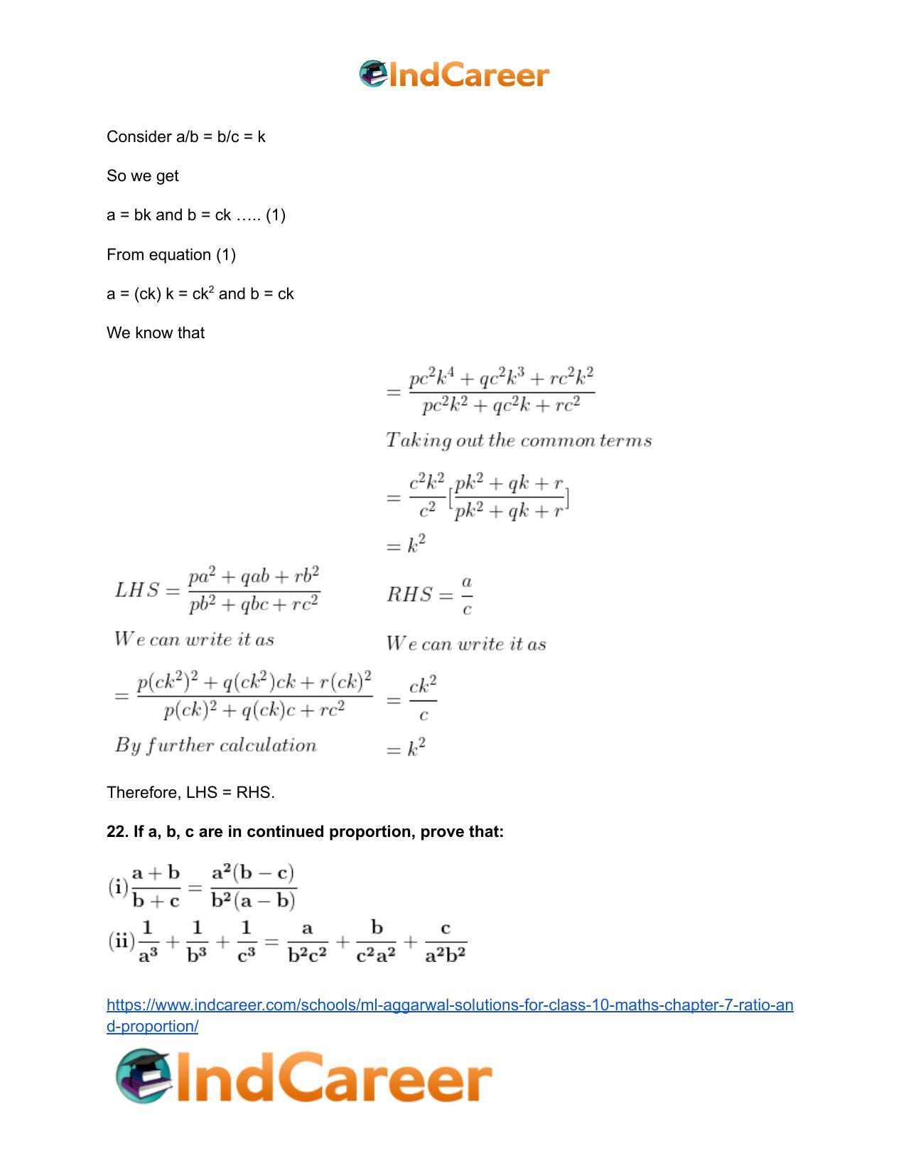 ML Aggarwal Solutions for Class 10 Maths Chapter 7- Ratio and Proportion - Page 60