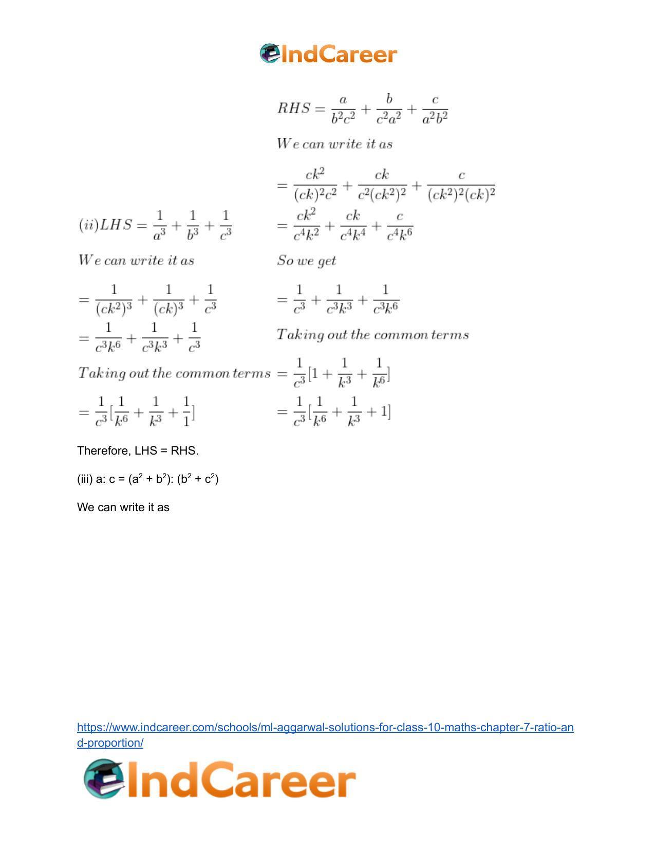 ML Aggarwal Solutions for Class 10 Maths Chapter 7- Ratio and Proportion - Page 63