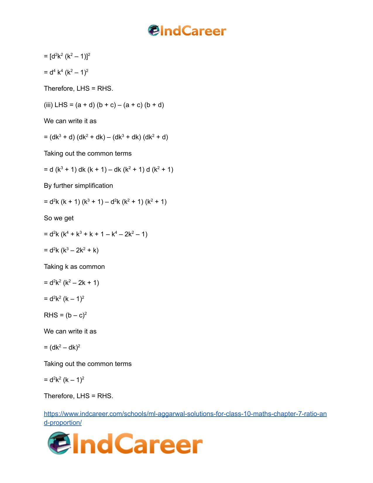 ML Aggarwal Solutions for Class 10 Maths Chapter 7- Ratio and Proportion - Page 70
