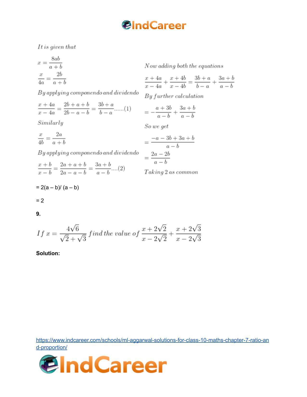 ML Aggarwal Solutions for Class 10 Maths Chapter 7- Ratio and Proportion - Page 80