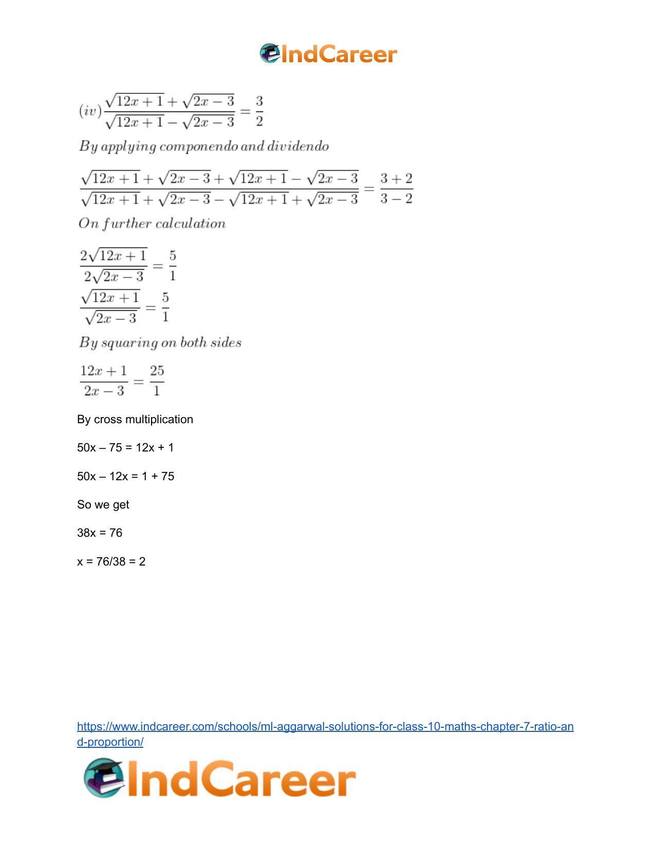 ML Aggarwal Solutions for Class 10 Maths Chapter 7- Ratio and Proportion - Page 86