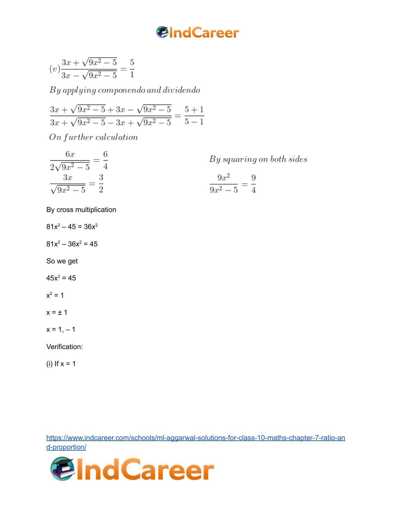 ML Aggarwal Solutions for Class 10 Maths Chapter 7- Ratio and Proportion - Page 87