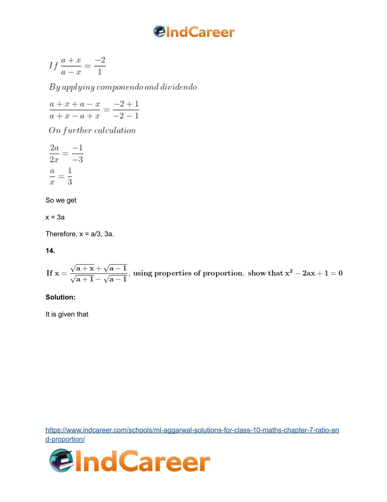 ML Aggarwal Solutions for Class 10 Maths Chapter 7- Ratio and Proportion - Page 95