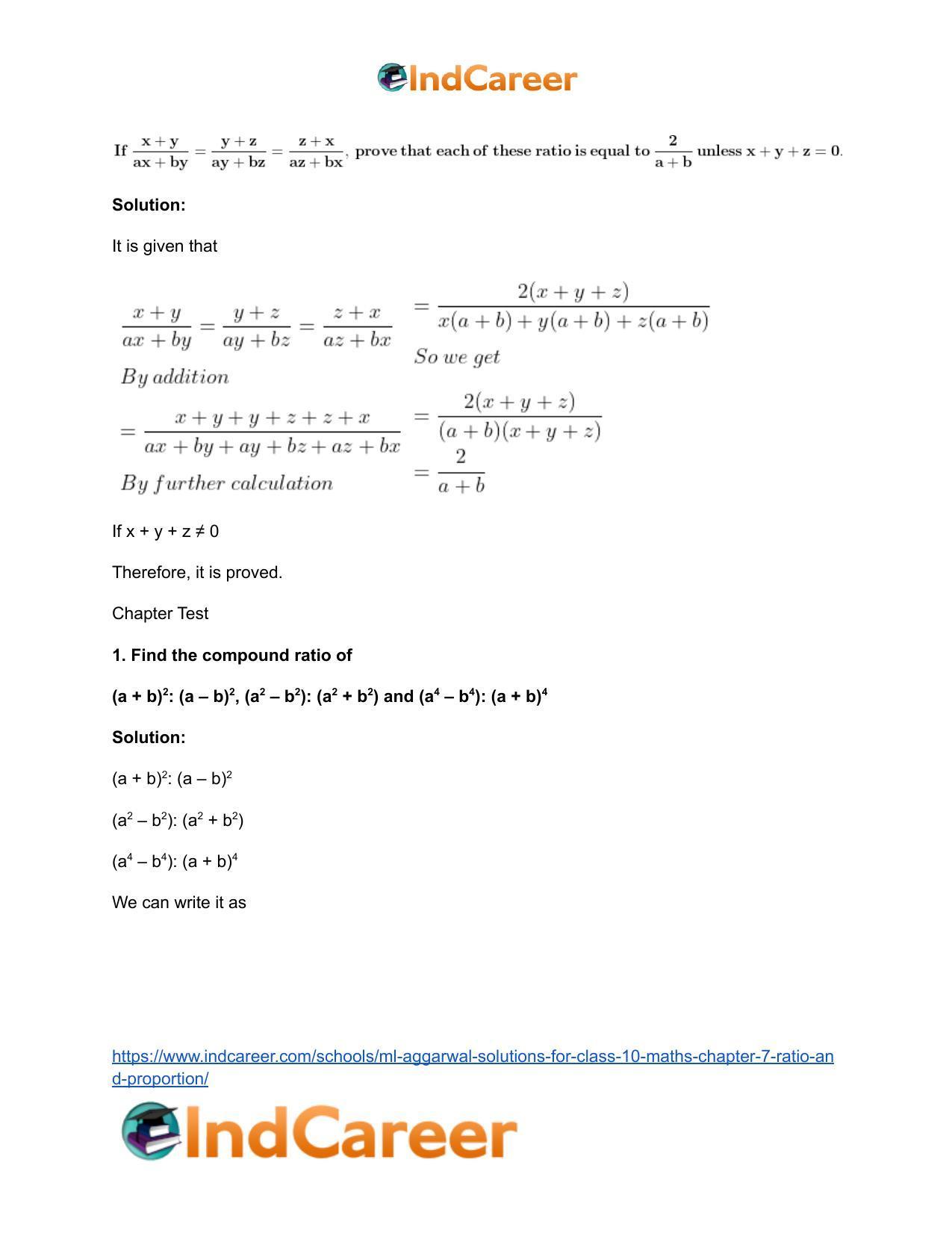 ML Aggarwal Solutions for Class 10 Maths Chapter 7- Ratio and Proportion - Page 103