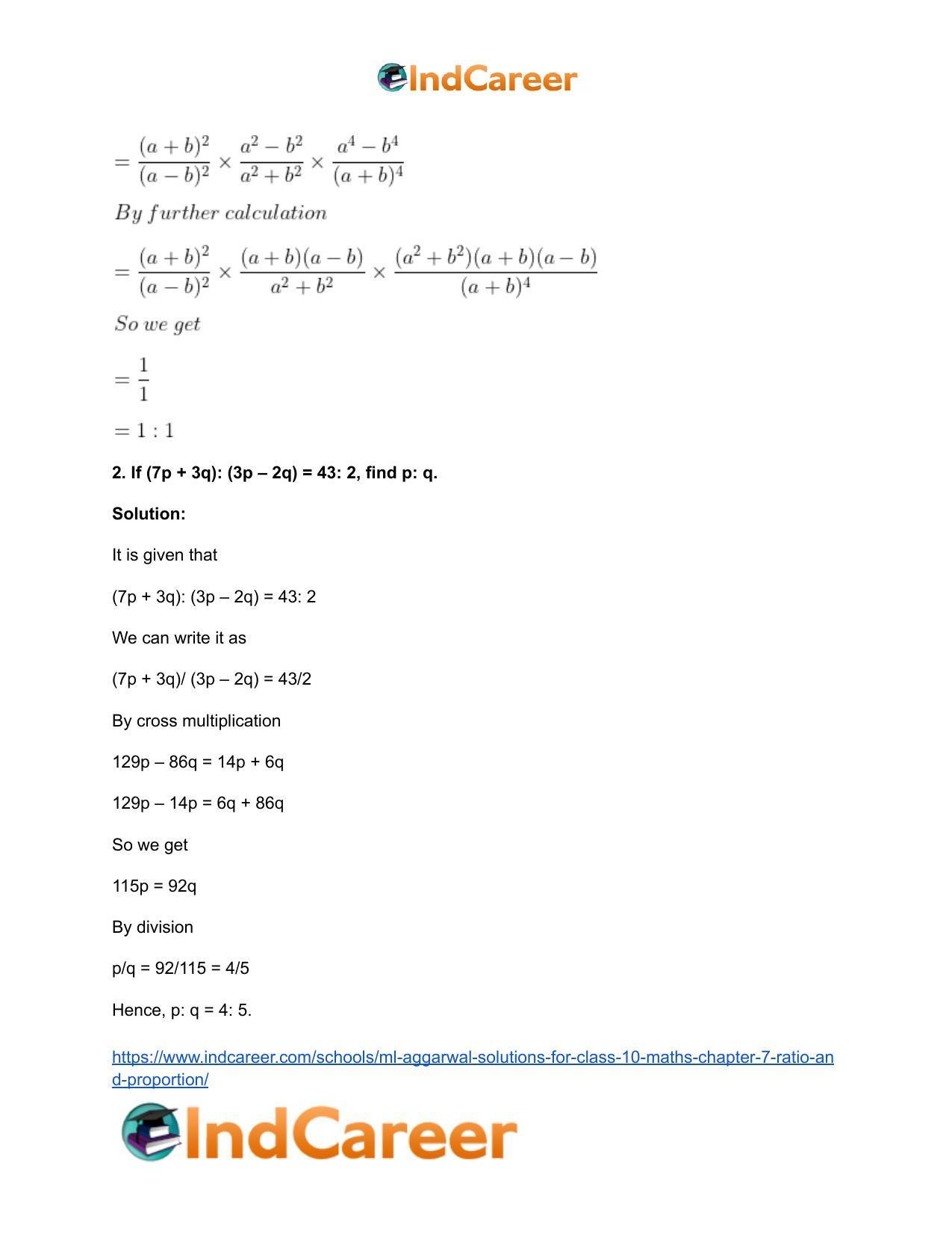 ML Aggarwal Solutions for Class 10 Maths Chapter 7- Ratio and Proportion - Page 104