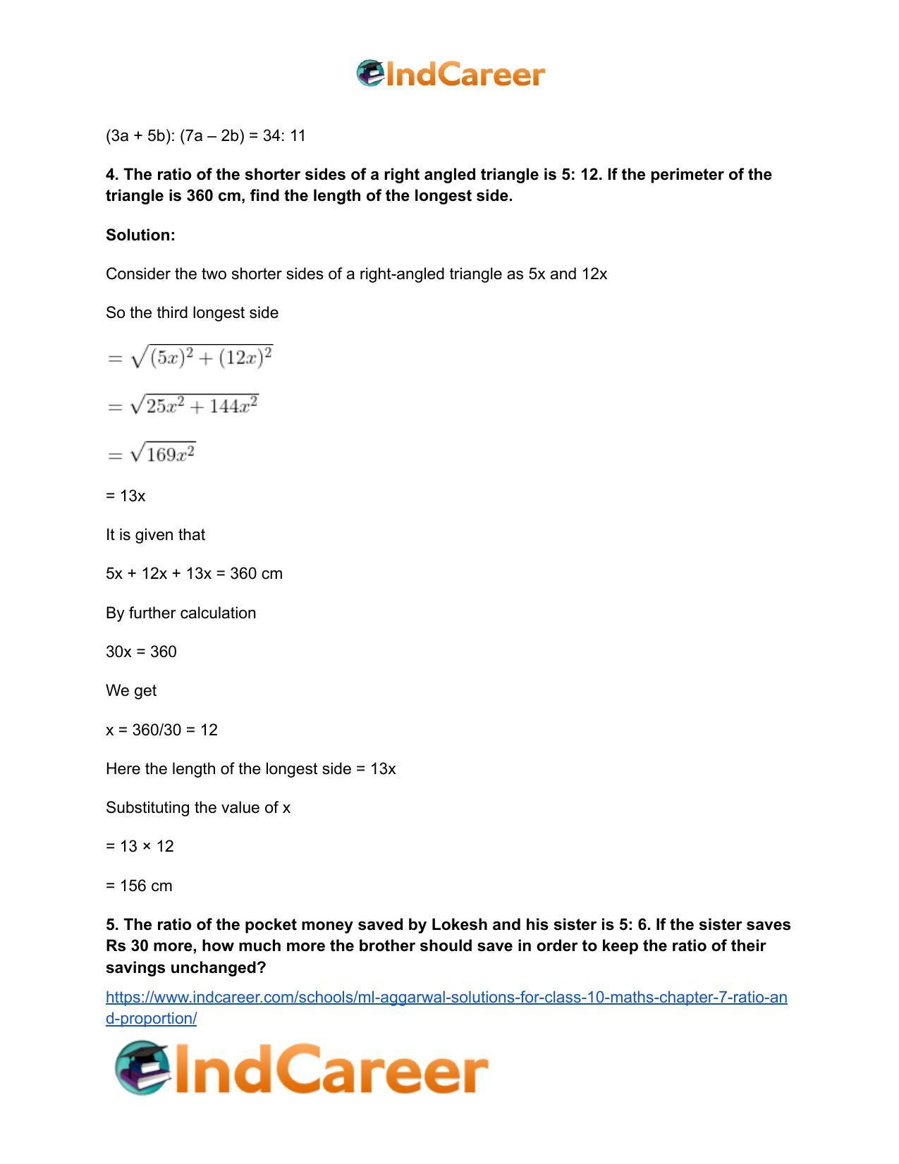ML Aggarwal Solutions for Class 10 Maths Chapter 7- Ratio and Proportion - Page 106