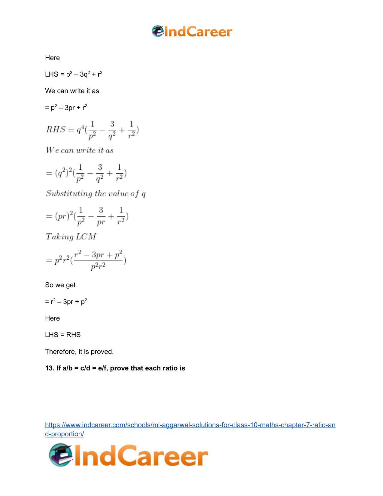 ML Aggarwal Solutions for Class 10 Maths Chapter 7- Ratio and Proportion - Page 113