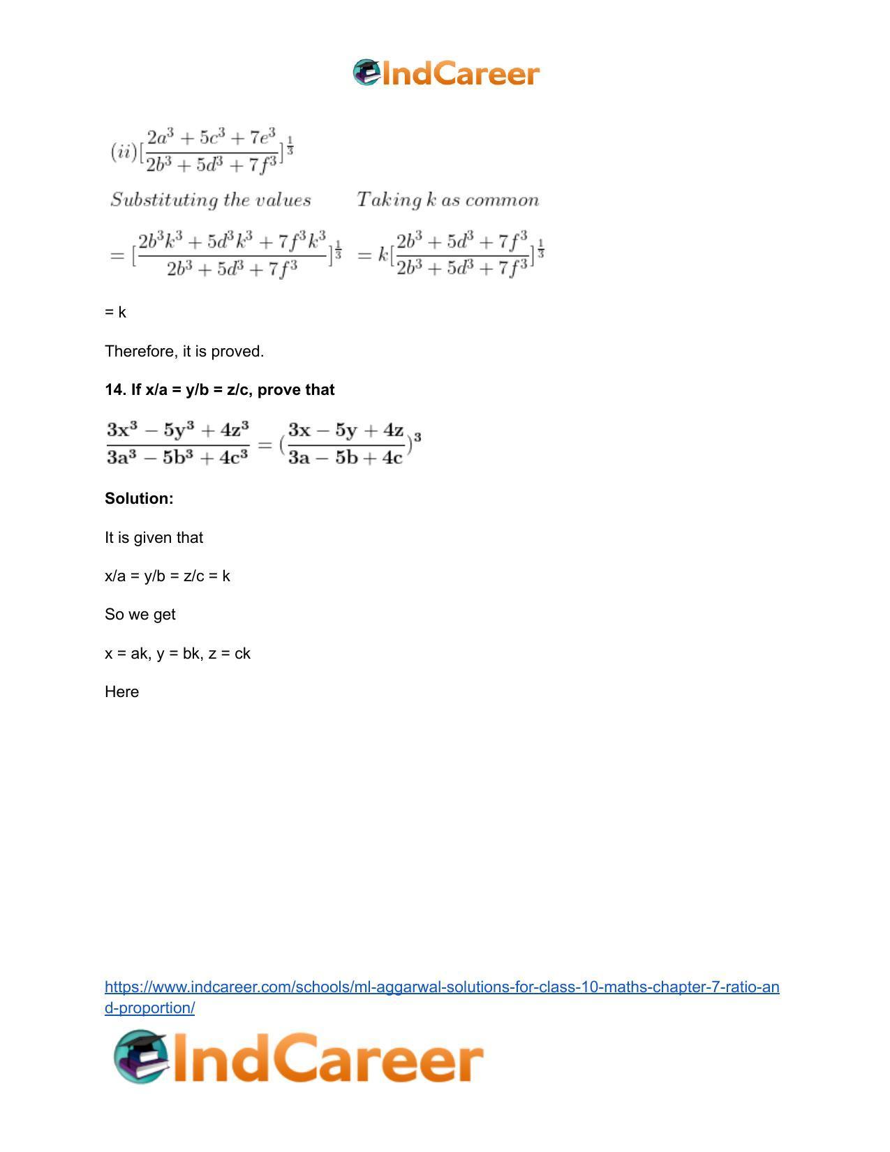 ML Aggarwal Solutions for Class 10 Maths Chapter 7- Ratio and Proportion - Page 115