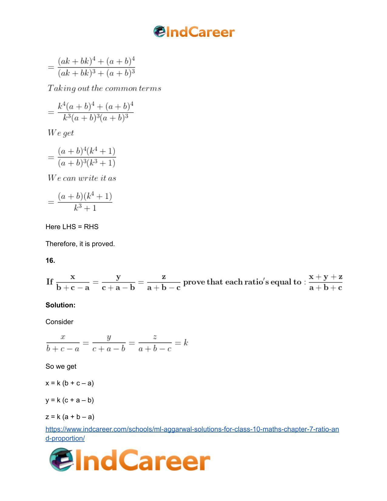 ML Aggarwal Solutions for Class 10 Maths Chapter 7- Ratio and Proportion - Page 119