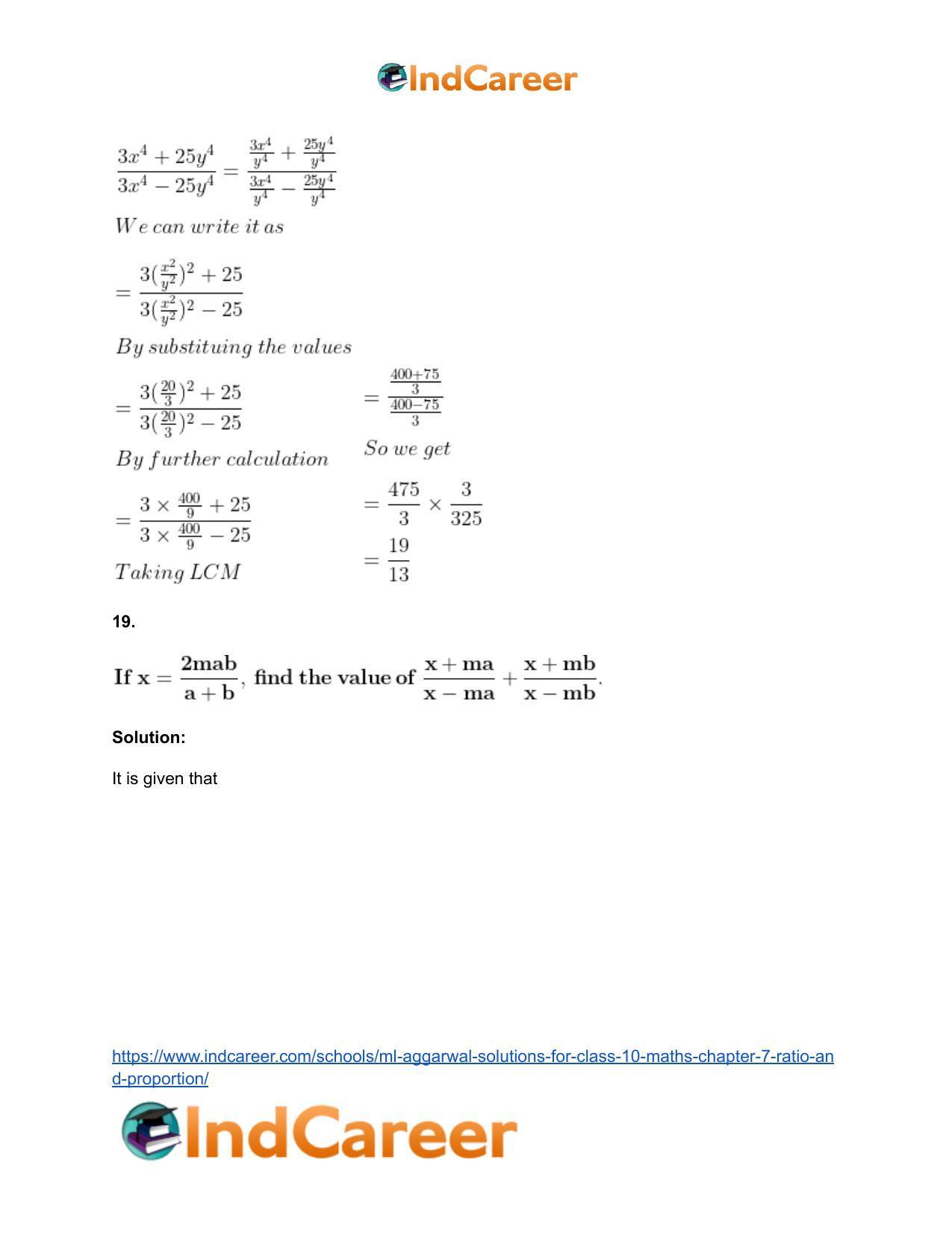 ML Aggarwal Solutions for Class 10 Maths Chapter 7- Ratio and Proportion - Page 124