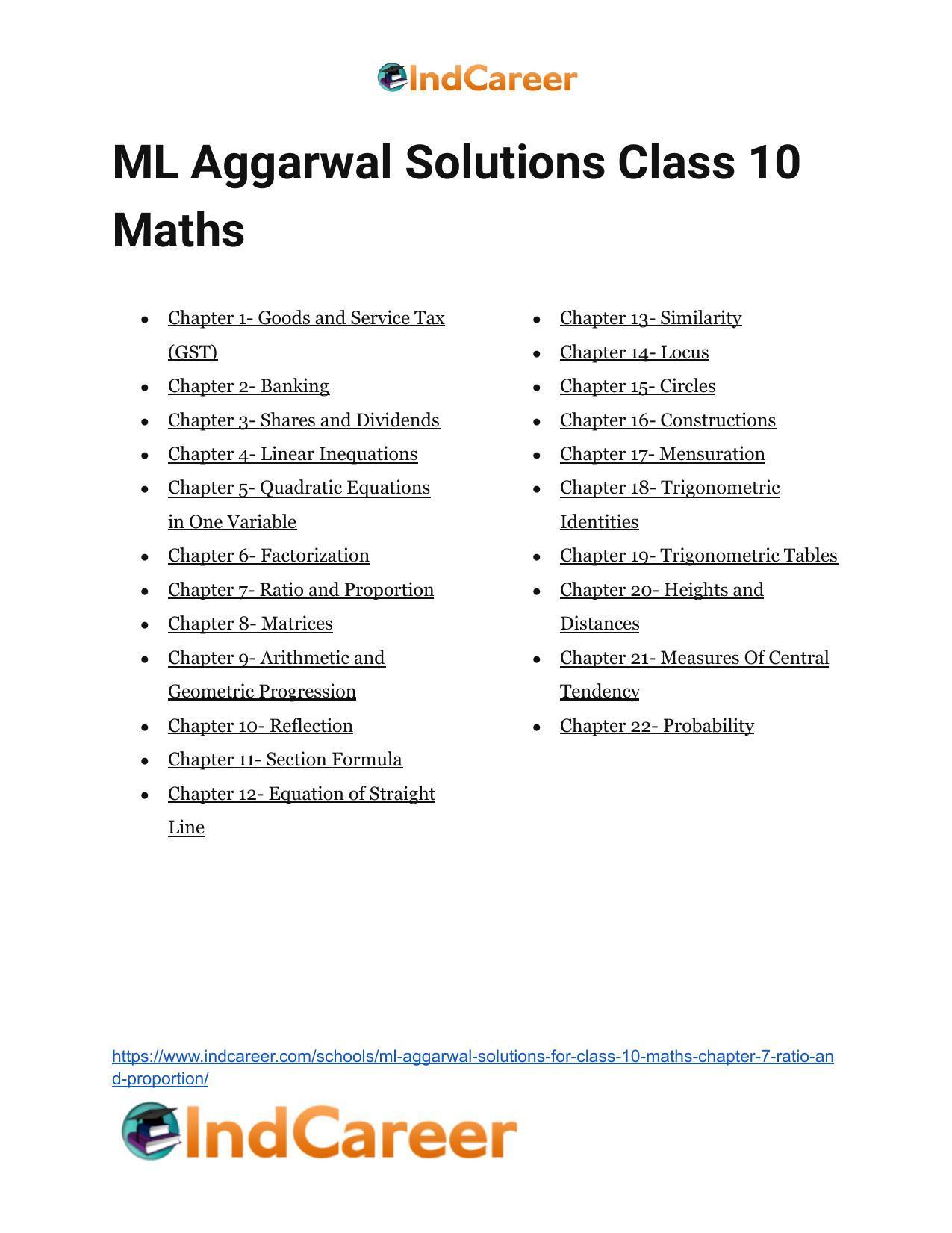 ML Aggarwal Solutions for Class 10 Maths Chapter 7- Ratio and Proportion - Page 130