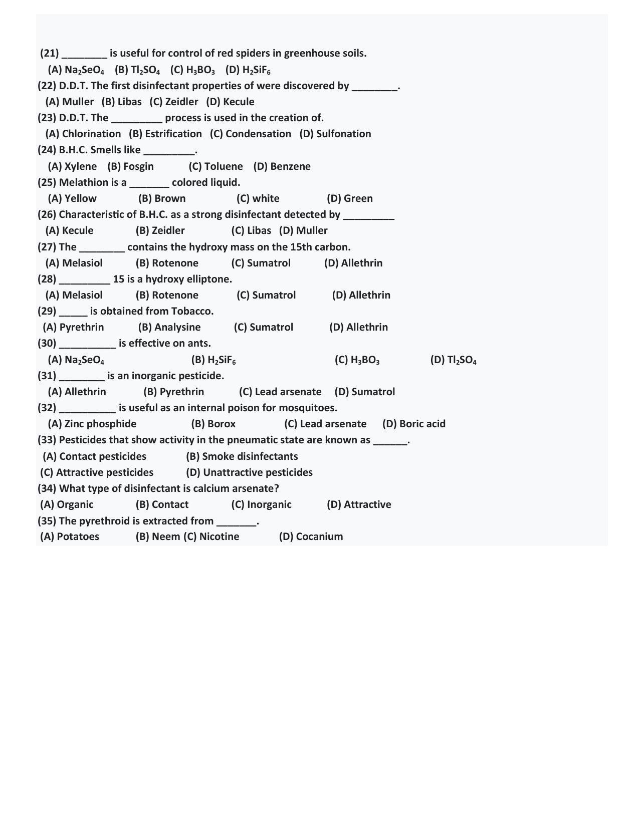 Hemchand North Gujarat University Sample Paper July-Sept 2021:  B.Sc. Sem -1  SE Ch– 101 Agricultural Chemistry ( Elective )  Paper Code - 3031 (Old Course) - Page 2