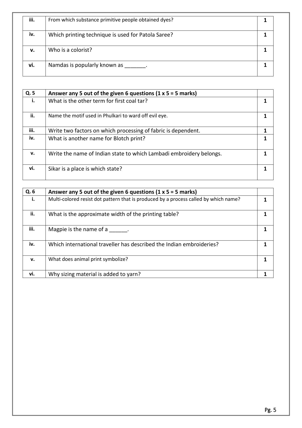 CBSE Class 12 (Skill Education) Textile Design 2024 Sample Paper - Page 5