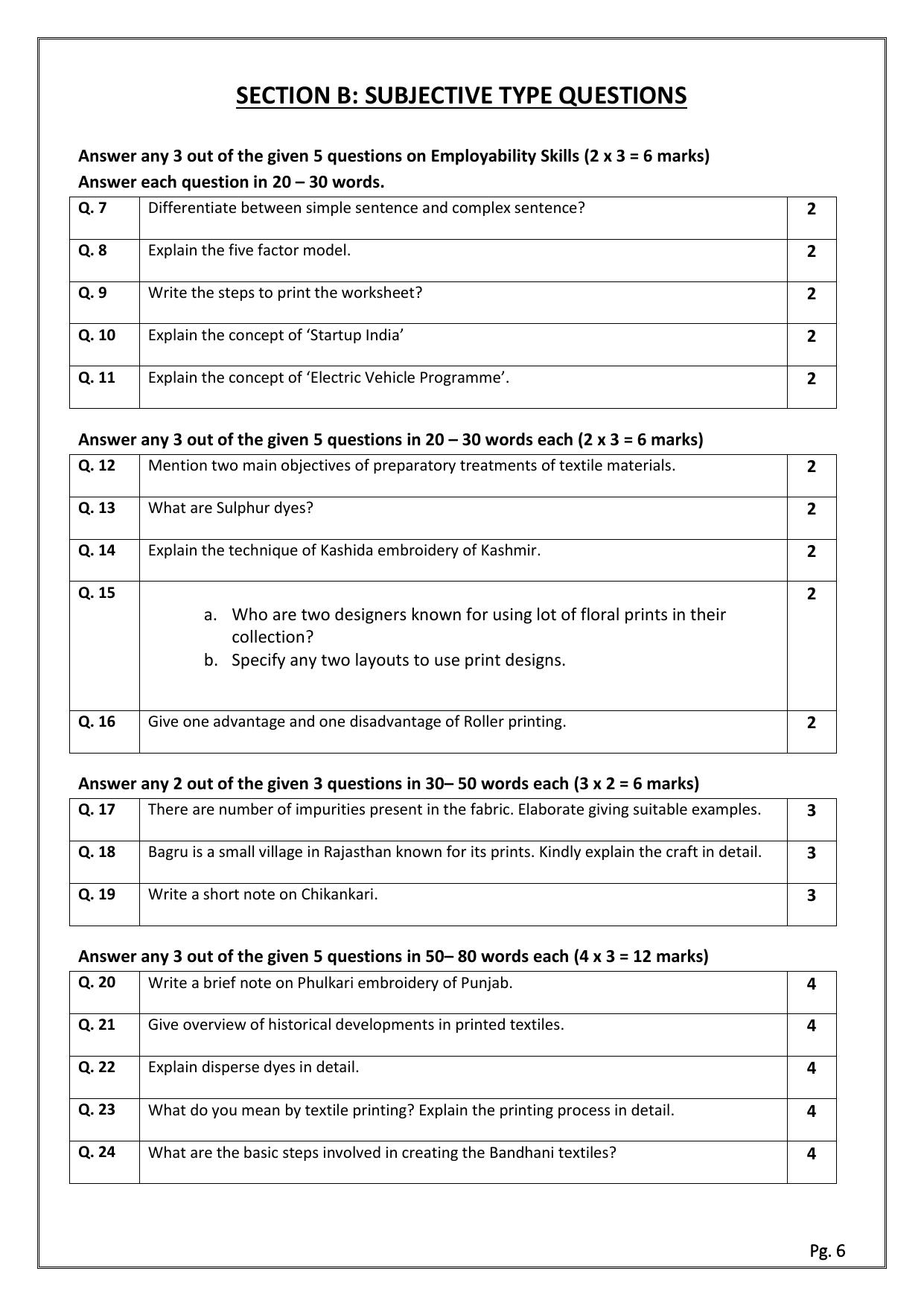 CBSE Class 12 (Skill Education) Textile Design 2024 Sample Paper - Page 6