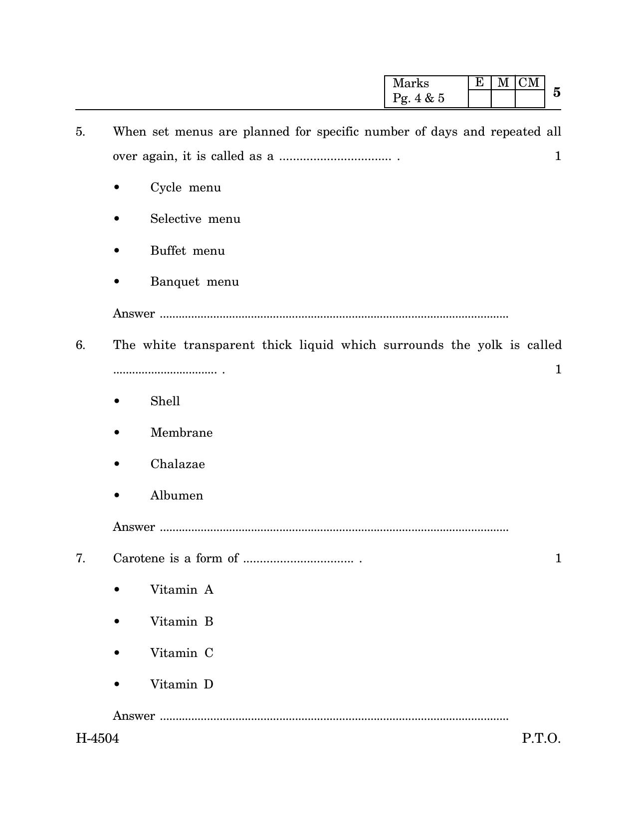 Goa Board Class 12 Cookery (March 2024) Question Paper - Page 5