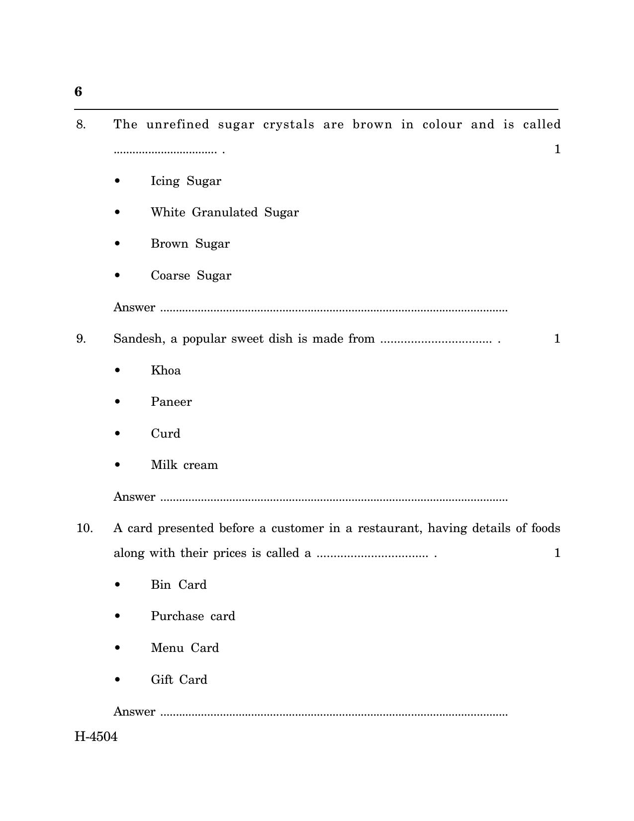 Goa Board Class 12 Cookery (March 2024) Question Paper - Page 6