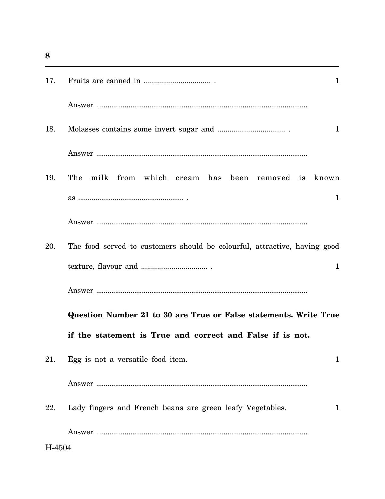 Goa Board Class 12 Cookery (March 2024) Question Paper - Page 8