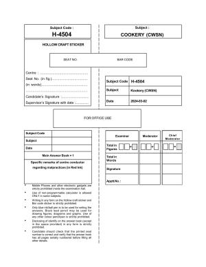 Goa Board Class 12 Cookery (March 2024) Question Paper
