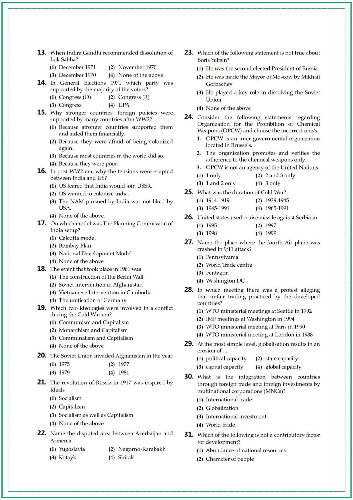 CUET Political Science Sample Paper 6 - Page 2